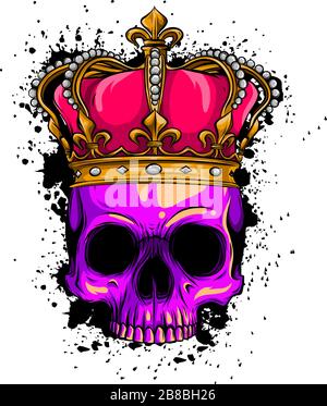 Vector illustration human death skull in crown with roses Stock Vector