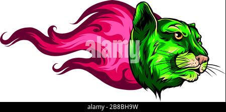 Jaguar Flame Tattoo vector illustration design art Stock Vector