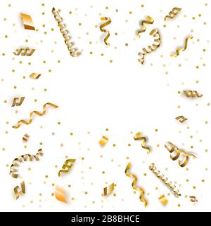 Golden serpentine with shadow. Vector golden serpantine pieces isolated on white background. Stock Vector