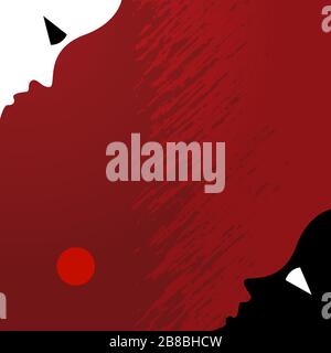 Vector abstract black and red shapes Constructivism Art style design. Simple futuristic with faces composition. Minimalistic modern clean poster in US Stock Vector