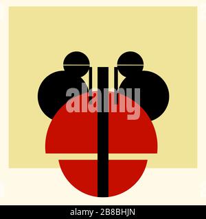 Vector abstract black and red shapes Constructivism Art style design. Geometric figures create face of monkey. Minimalistic modern clean poster in USS Stock Vector