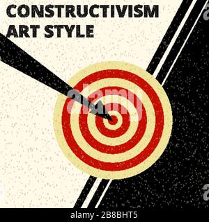 Vector abstract black and red shapes Constructivism Art style design. Geometric figures creates futuristic compostion with target. Minimalistic modern Stock Vector