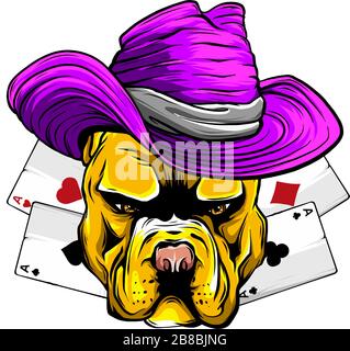 playing card and bulldog vector illustration design Stock Vector