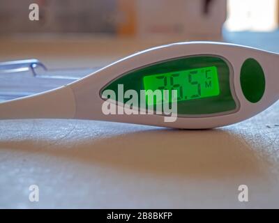 Close up of a Clinical thermometer purchased from a pharmacy to