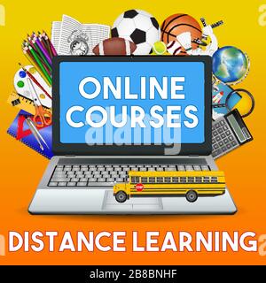 online courses distance learning education Stock Vector