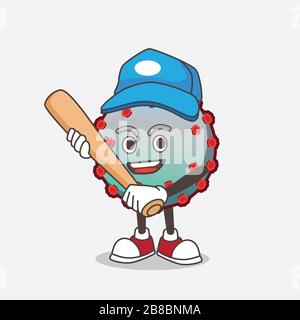 A picture of Virus cartoon mascot character holding a Foam finger Stock ...