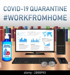 work from home covid-19 coronavirus quarantine Stock Vector