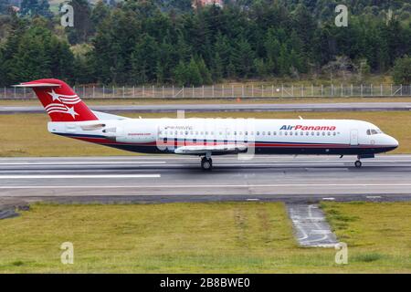 Medellin, Colombia – January 25, 2019: Air Panama Fokker 100 airplane at Medellin Rionegro airport (MDE) in Colombia. Stock Photo