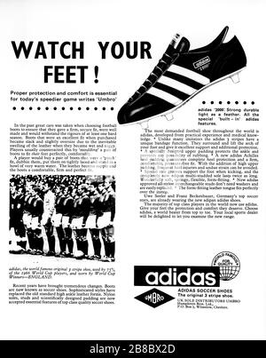 Barra oblicua Enmarañarse Justicia 1960's advertisement for Adidas 2000 football boots. UK Stock Photo - Alamy