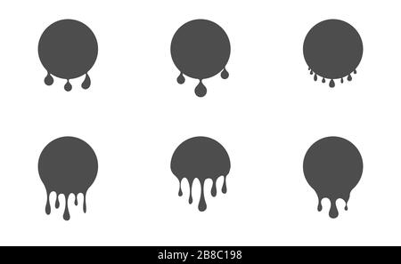 Black dripping ink set Stock Vector
