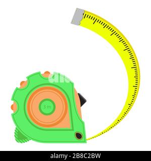 Hand Holding Roulette Construction Tool. Industrial Measure Tape Icon Isolated on White Background Stock Vector
