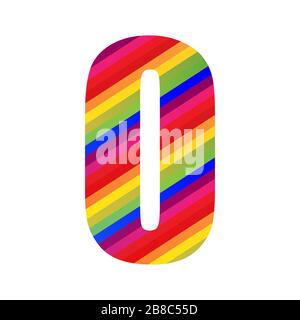 0 Number Rainbow Style Numeral Digit. Colorful Number Vector Illustration Design Isolated on White Background. Stock Photo