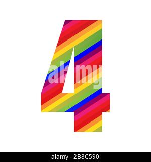 2 number rainbow style numeral digit colorful Vector Image