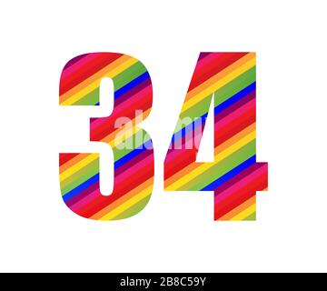 Numeral 34, thirty four, isolated on white background, 3d render Stock ...