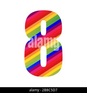 8 Number Rainbow Style Numeral Digit. Colorful Number Vector Illustration Design Isolated on White Background. Stock Photo