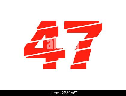 Modern Red 47 Number Design Vector Illustration. Numeral Vector Trendy Flat Line Style. Vector Elements Illustration Template for Web Design or Greeti Stock Photo