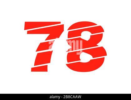 Glitch Modern Red 78 Number Design Vector Illustration. Numeral Vector ...