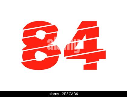 Modern Red 84 Number Design Vector Illustration. Numeral Vector Trendy Flat Line Style. Vector Elements Illustration Template for Web Design or Greeti Stock Photo