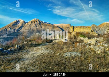medieval ruins of Alba Fucens castle, Abruzzo Stock Photo