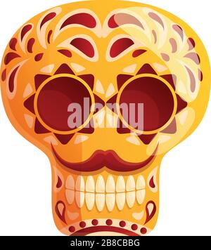 Mexican skull icon. Cartoon of mexican skull vector icon for web design isolated on white background Stock Vector