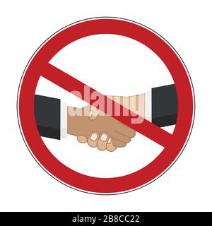 shaking hands prohibited warning sign vector illustration EPS10 Stock Vector