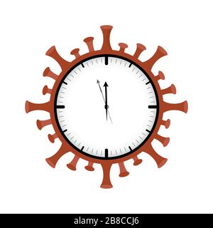 virus warning clock shortly before twelve vector illustration EPS10 Stock Vector