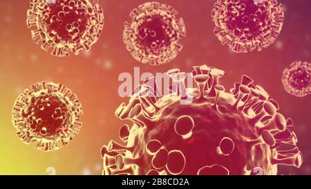 Corona virus, mysterious viral pneumonia in Wuhan, China. Similar to MERS CoV or SARS virus (severe acute respiratory syndrome). Health care and medic Stock Photo