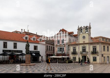 Cascais/Portugal - February 10 2020: Beautiful cobblestones in the historic center of the popular resort town. Stock Photo