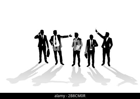 Various business man silhouettes over white background Stock Vector