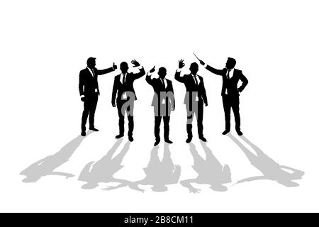 Various business man silhouettes over white background Stock Vector