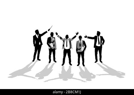 Various business man silhouettes over white background Stock Vector