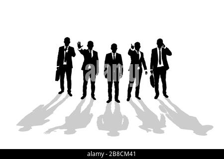 Various business man silhouettes over white background Stock Vector