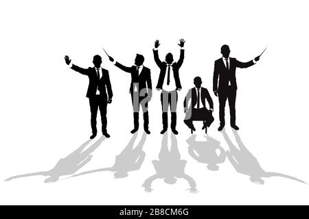 Various business man silhouettes over white background Stock Vector