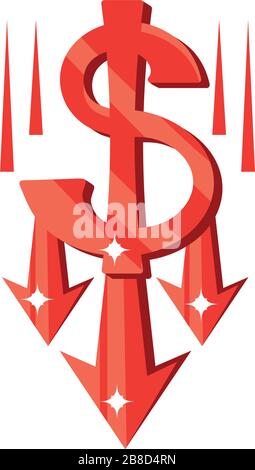 dollar symbol, oil prices dropping vector illustration design Stock Vector