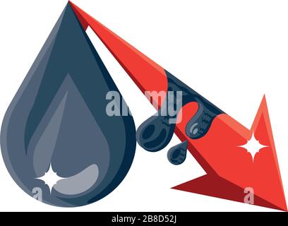 crude oil price decrease, oil prices dropping vector illustration design Stock Vector