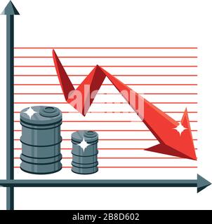 crude oil price decrease, oil prices dropping vector illustration design Stock Vector