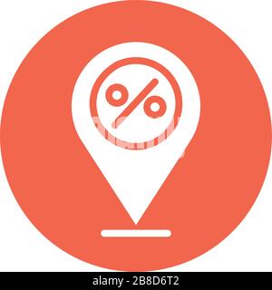 commercial pin location with percent symbol block style Stock Vector