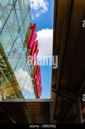 Sleek glass frontage of Voi Station on the Mombasa–Nairobi Standard Gauge Railway in Southern Kenya Stock Photo