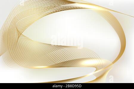 Abstract wave lines gold color isolated on white background. Stock Vector