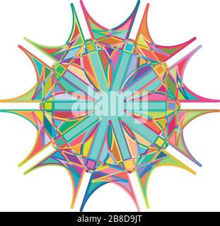 Colored circular and radial abstract mandalas, motifs, decoration design elements. Generative geometric and abstract art shapes Stock Vector