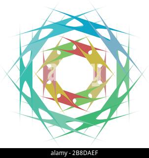 Colored circular and radial abstract mandalas, motifs, decoration design elements. Generative geometric and abstract art shapes Stock Vector