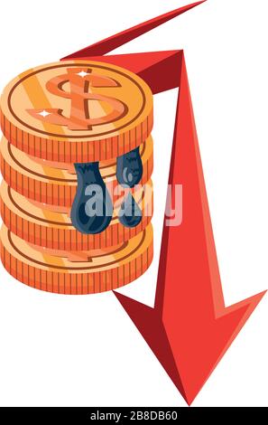 crude oil price decrease, oil prices dropping vector illustration design Stock Vector