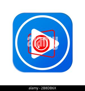 Vector abstract icon with a start button and a lens. Vector icon for websites or apps Stock Vector