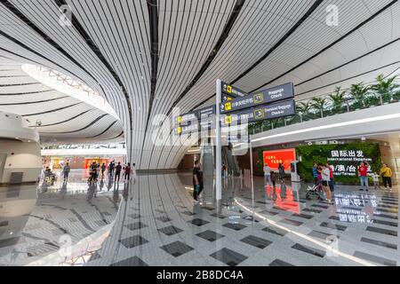 Beijing, China – September 30, 2019: Beijing Daxing New International Airport Terminal (PKX) in China. Stock Photo