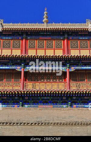 Three-story tower over Rouyuan Men-Conciliation Gate-western gate Jiayuguan fortress-Jiayuguan city-Gansu-China-0750