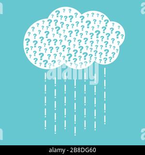 cloud of questions  causing a rain of exclamation marks Stock Vector