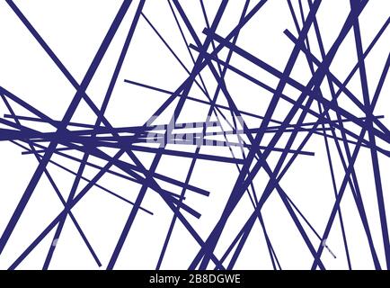 Abstract geometric art with random, chaotic lines. Straight crossing, intersecting lines texture, stripes pattern Stock Vector
