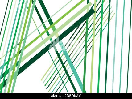 Colorful Green Abstract geometric art with random, chaotic lines. Straight crossing, intersecting lines texture, stripes pattern Stock Vector