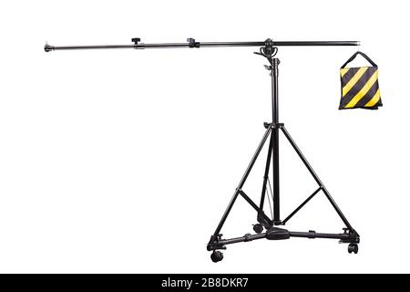 Photo studio lighting stands isolated on the white background. Stock Photo