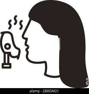 profile using face oxygen mask line style icon Stock Vector